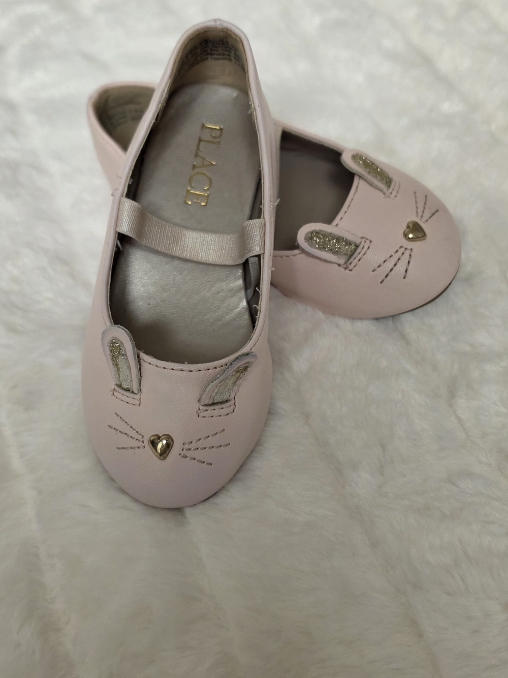 The Children's Place Pink Bunny Mary Janes with Gold Heart
